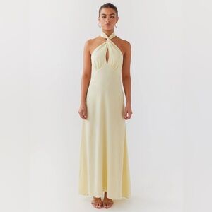 Peppermayo Adrienne Linen Maxi Dress Lemon